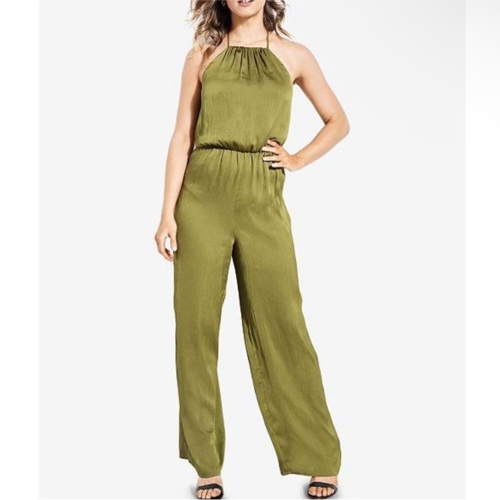 Guess Jumpsuit Regina Open Flutter Back Wide Leg Satin NEW